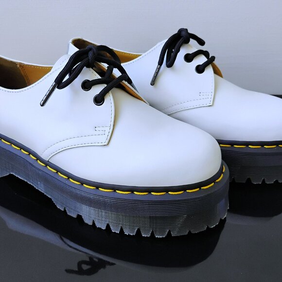 Dr. Martens Men\'s Quad Platform Derby in Beautiful Classic White main image 10